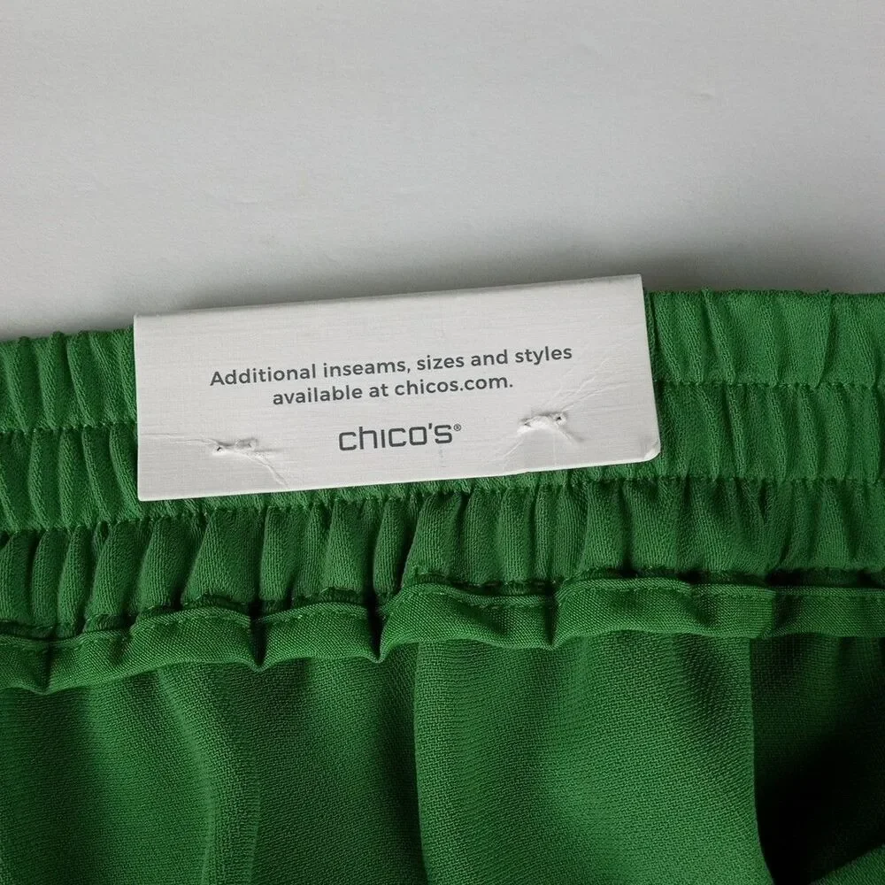 Chico's Wide Leg Crop Pants Kelly Green Eyelet Scallop Hem Sz 8 Preppy NWT $119 - Picture 6 of 14